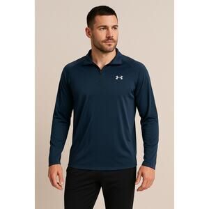 Under Armour Men’s Medium 1/4 Zip Pullover Long Sleeve Loose Fit Training Navy